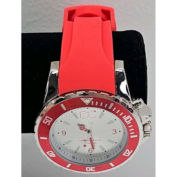 32West Styl'z Men's Watch RED Color Strap & Bezel New DC on dial = Dade County - Picture 4 of 12